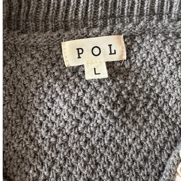 POL‎ NWOT SZ LGE Gray Cable Knit Lace Collar heavy Long Cardigan Sweater Dress - Picture 8 of 13